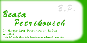 beata petrikovich business card